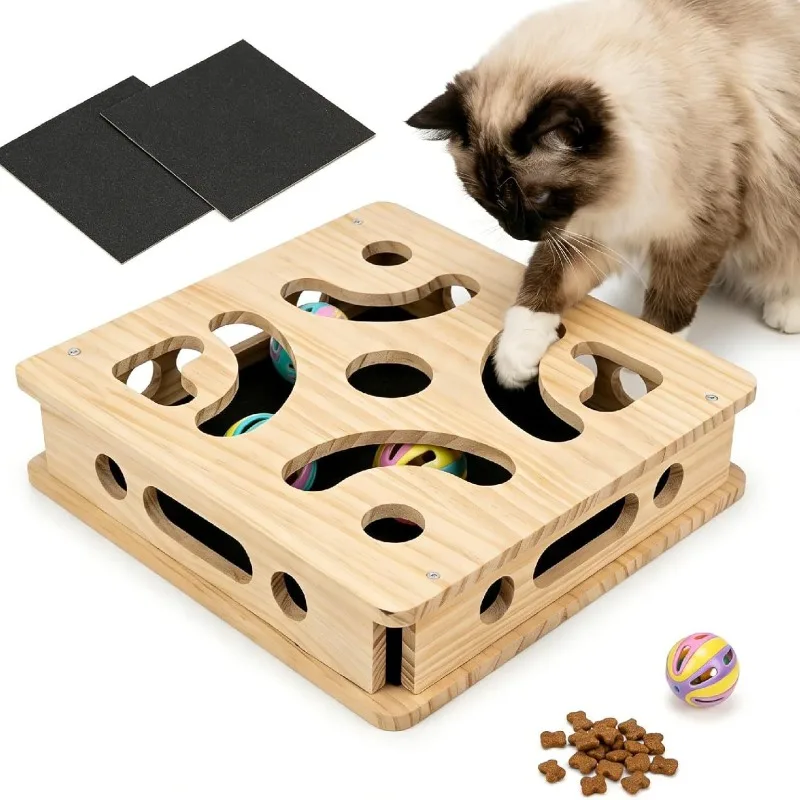 Square cat scratching boxgame box self-fun toy wooden fun maze puzzle game box