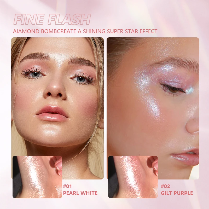 Pudaier Brighten Modify Face Shadow Powder Highlight Powder Makeup Contour Highlighter Palette Rouge Fairy Glitter Beautify