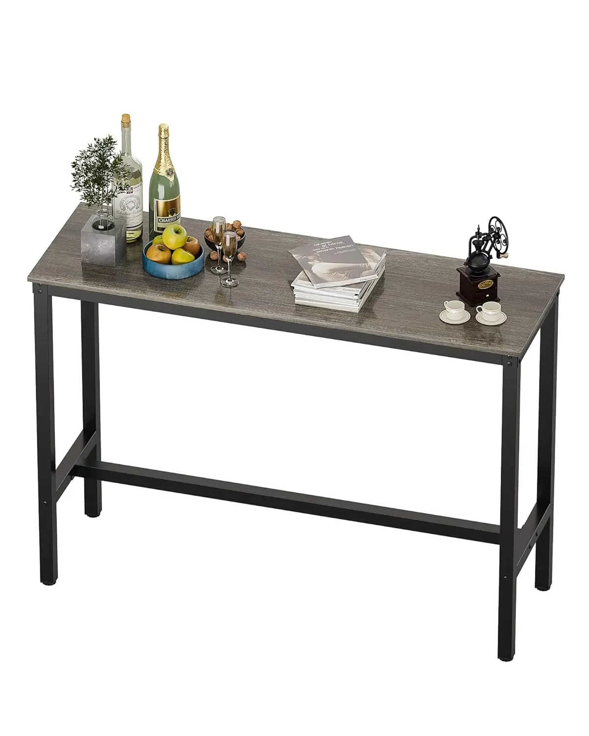 

Bar Table, Bar Height Pub Table, Counter Height Table with Sturdy Metal Frame, Rectangular High Top Table for Kitchen & Dining,