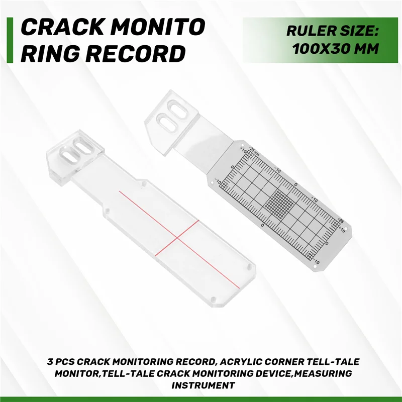 

ABAH-3 Pcs Crack Monitoring Record, Acrylic Corner Tell-Tale Monitor,Tell-Tale Crack Monitoring Device,Measuring Instrument