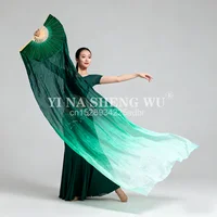 1 par de abanicos de seda de alta calidad abanico para danza del vientre 100% accesorio de danza del vientre de seda Real velos de danza de seda teñida hechos a mano abanicos verdes
