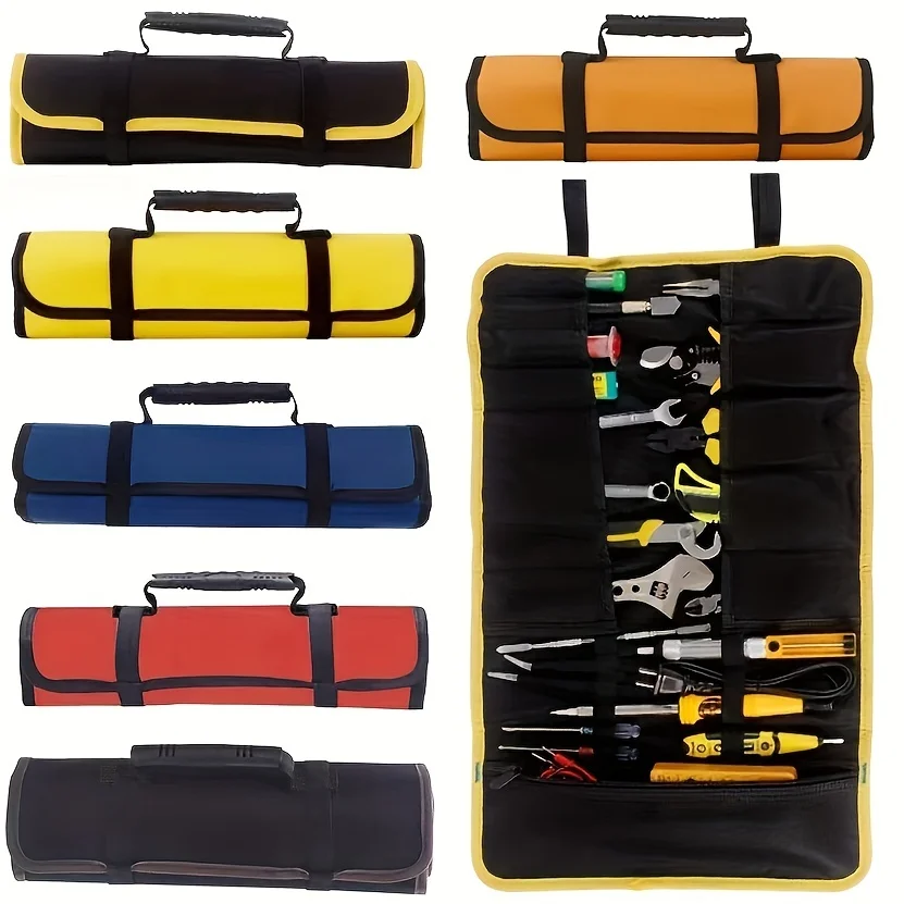 Multifunction Roller Tool Bags 600D Oxford Cloth Folding Wrench Bag Handheld Bags Roll Electrician Portable Tools Storage Pouch