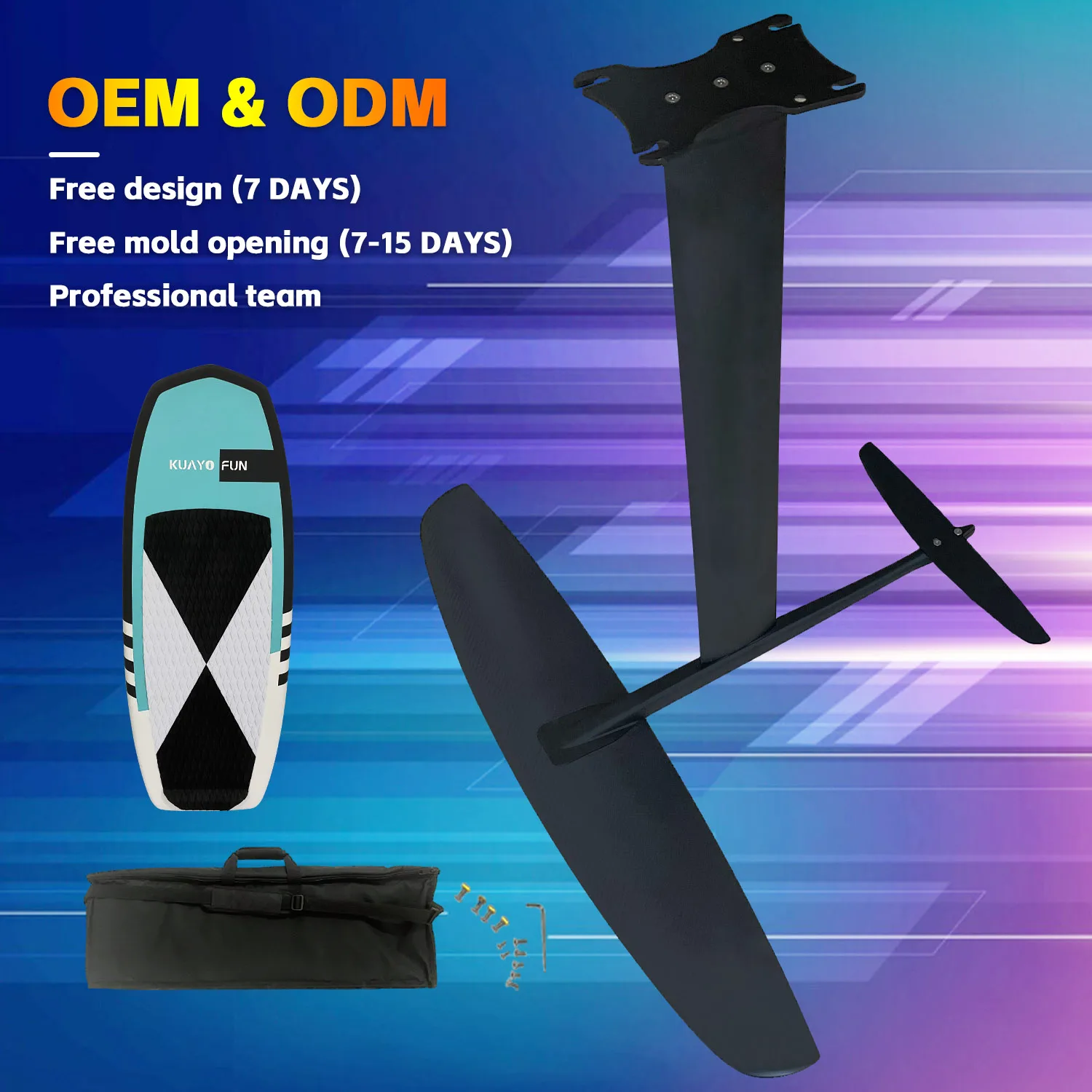 OEM Factory GY910 Carbon Hydrofoil Boa Rush Wave Wake Foil & Motor Electric Surfboard Sup Wing Foil Surfing Kitesurfing Set