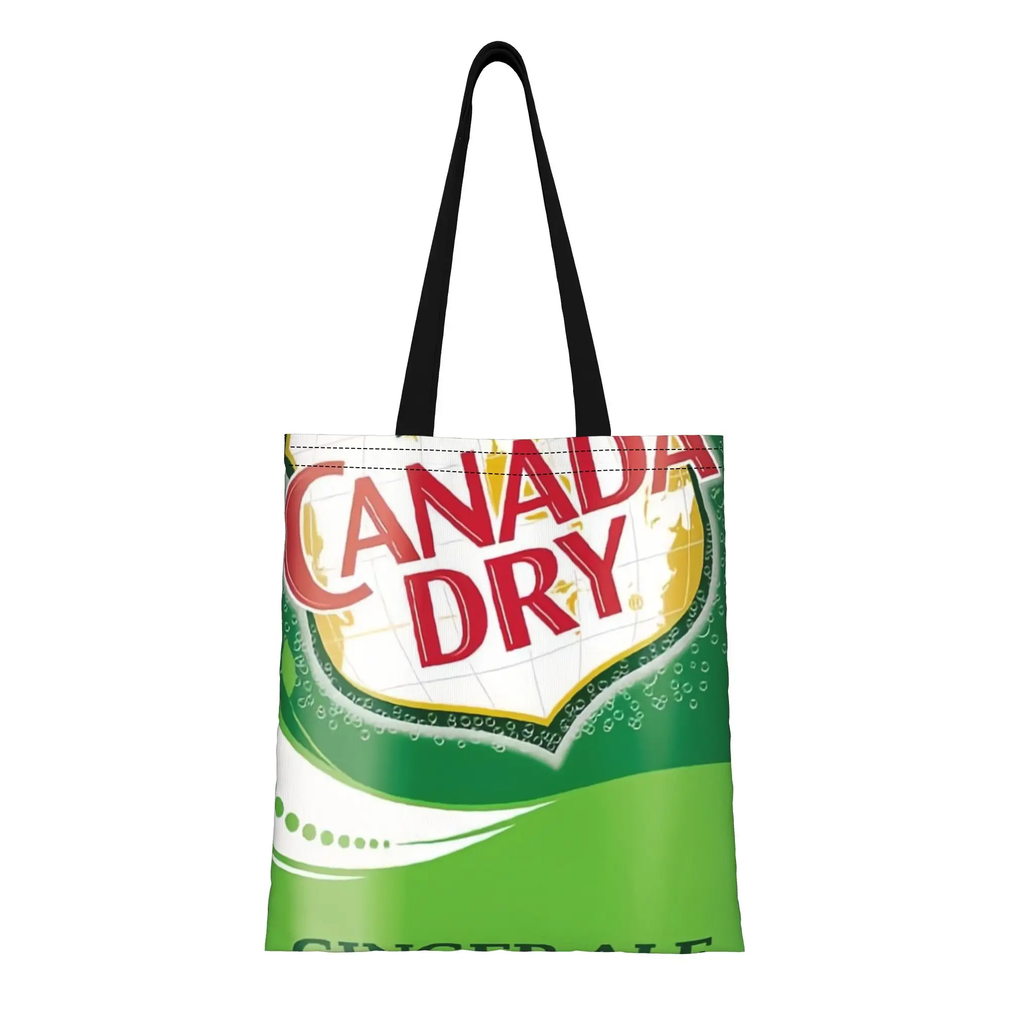 Bolsa de Lona con Diseño de Lata de Cerveza de Jengibre Green Can de cCanada Dry, Perfecta para Compras, Viajes, Actividades al Aire Libre, Bolso de Hombro Resistente