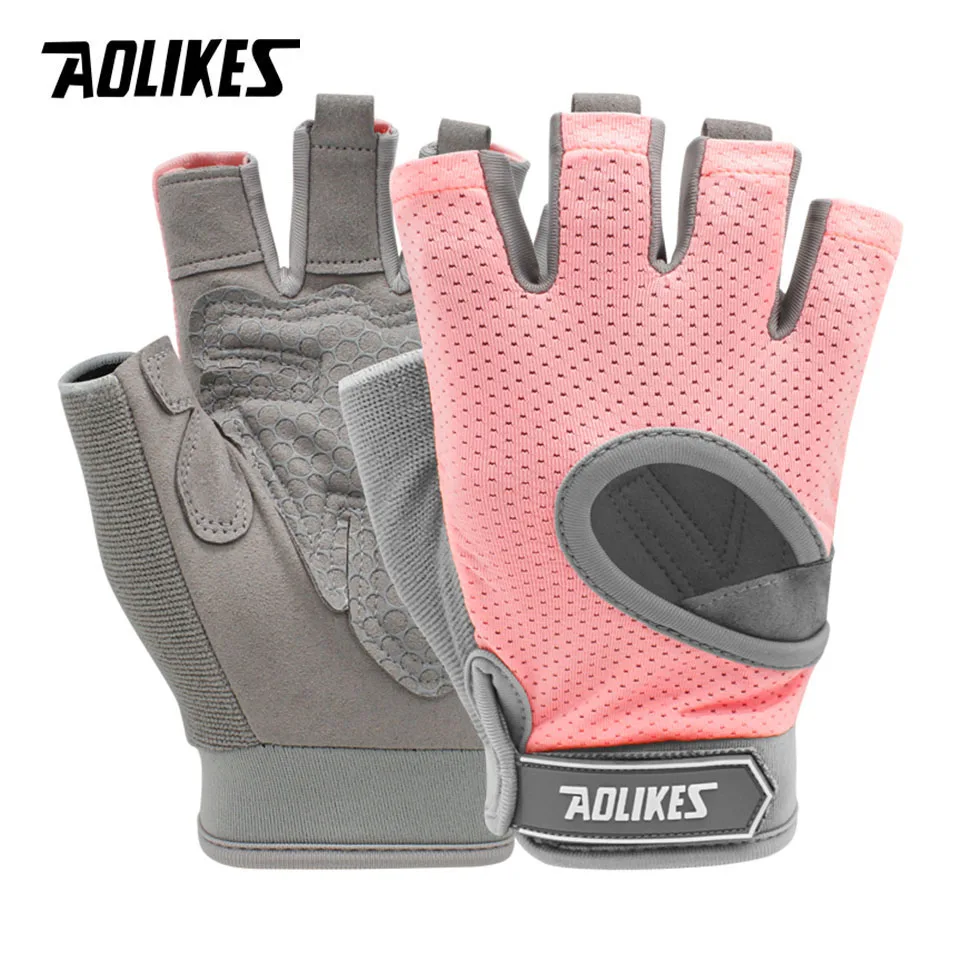 AOLIKES 1 Pair Fingerless Workout Gloves Men and Women Weight Lifting Gloves Support For Gym Training Full Palm Protection