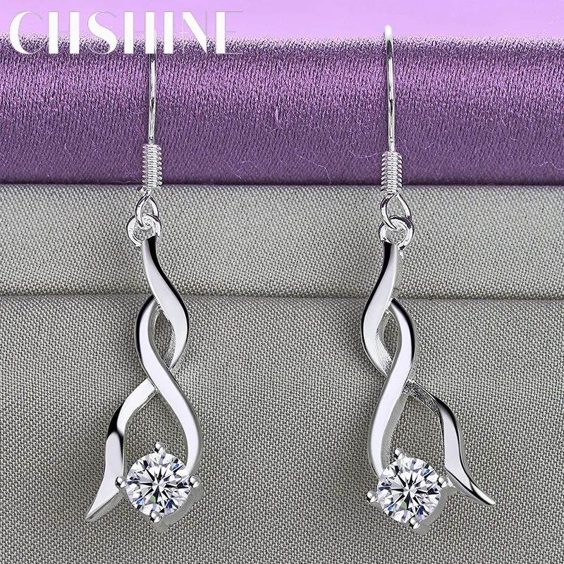 

CHSHINE 925 Sterling Silver Charming Zircon Earrings For Women Lady Wedding Party Fashion Jewelry