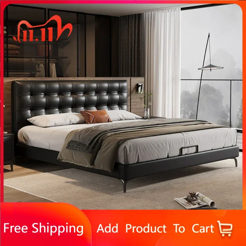 

Simple Double Bed Frame Tall Elegant Storage Twin King Full Size Bed Frame Nightstands Modern Cama De Casal Bedroom Furniture