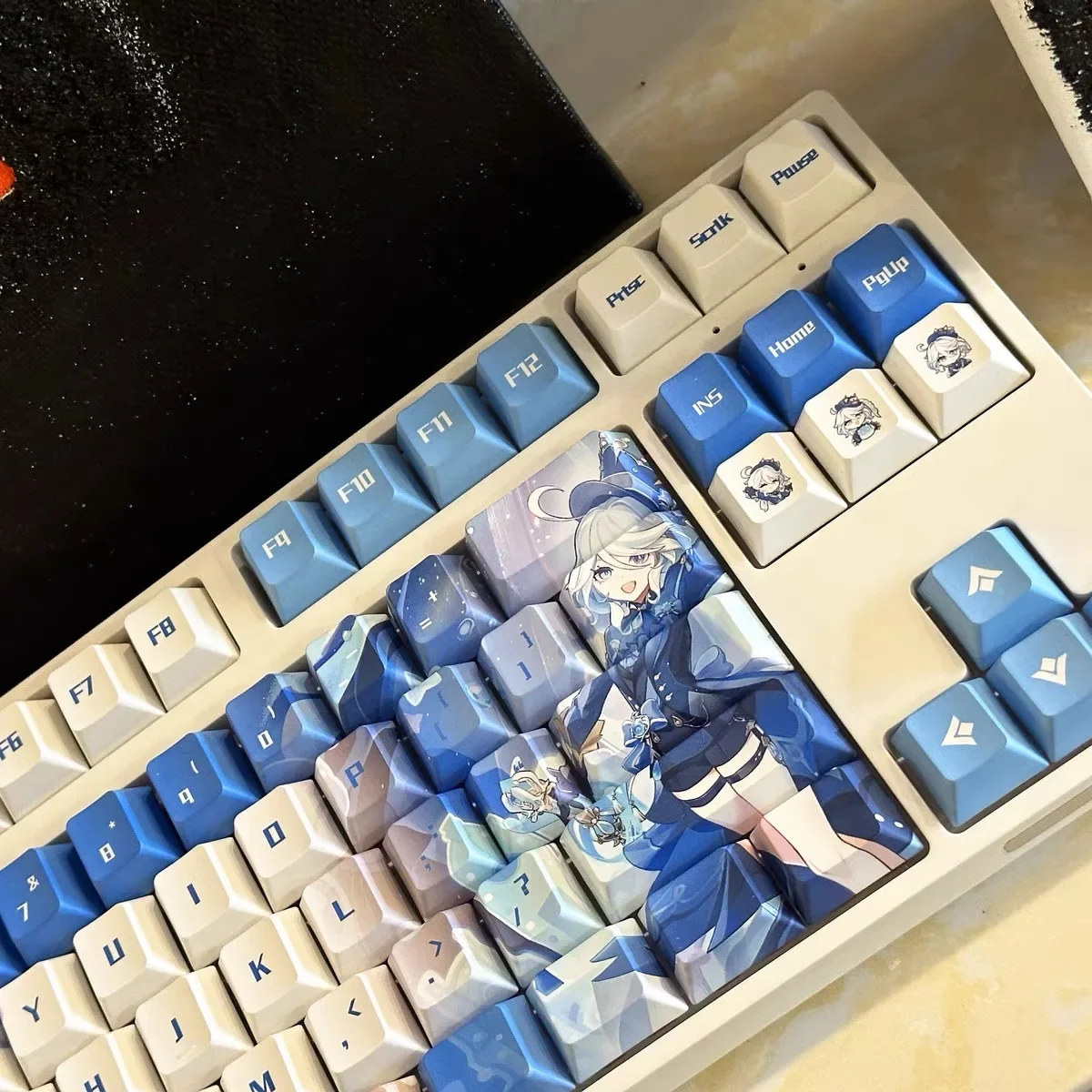 Genshin-teclas de Anime Water God Furina, accesorios de teclado mecánico, PBT, Cherry Profile, Gaming