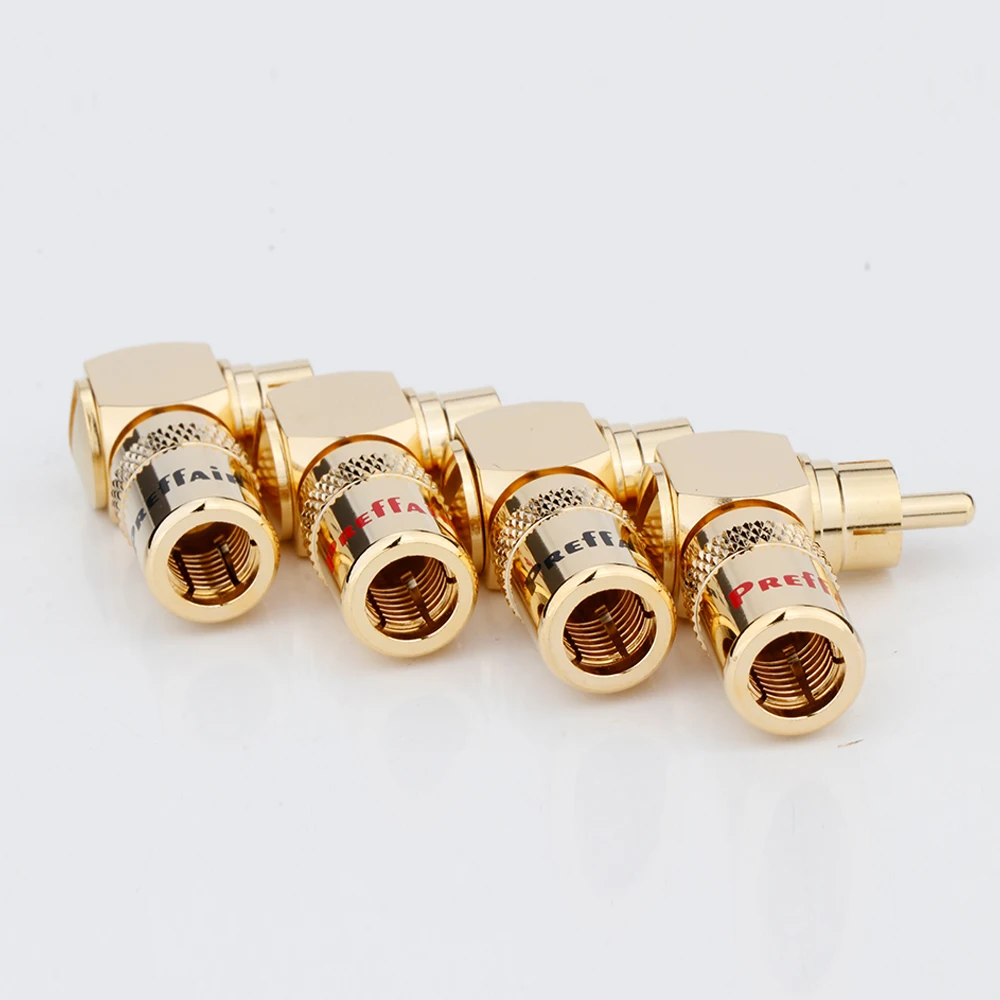 R1749 24K Gold Speakers RCA Plugs Male 90 Degree Plug 8MM Audio Jacks HiFi Music Connectors for HiFi Audio