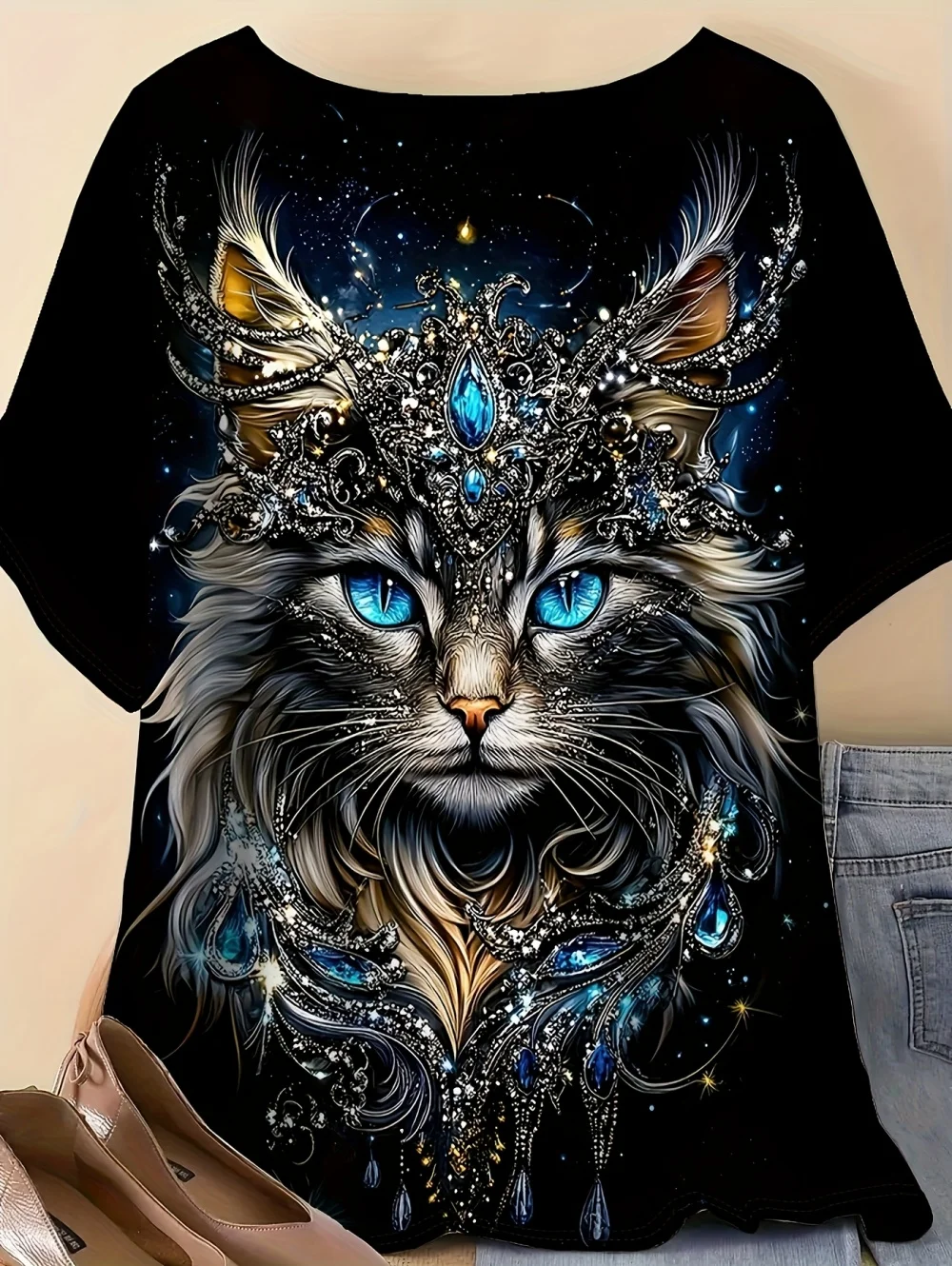 Summer Women 3D Printed Cat T-Shirt Cute Graphics Short Sleeves Tops Casual Fashion Tees O-Neck T-Shirts Oversize Woman Clothes