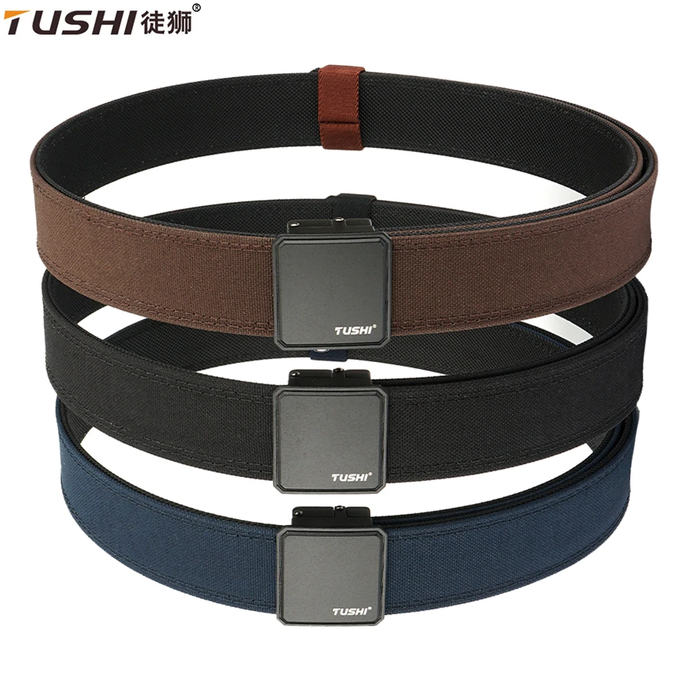 

TUSHI Official Genuine Men's Military Tactical Belt 1100D Thick Nylon Alloy Automatic Buckle IPSC Gun Belt Casual Girdle Male