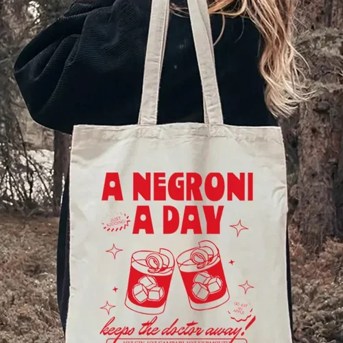 빈티지 네그로니 토트백, 쇼핑백, 캐리어 백, 빈티지 캐주얼 캔버스 숄더백, 야외 여행 선물에 적합, 1 개 