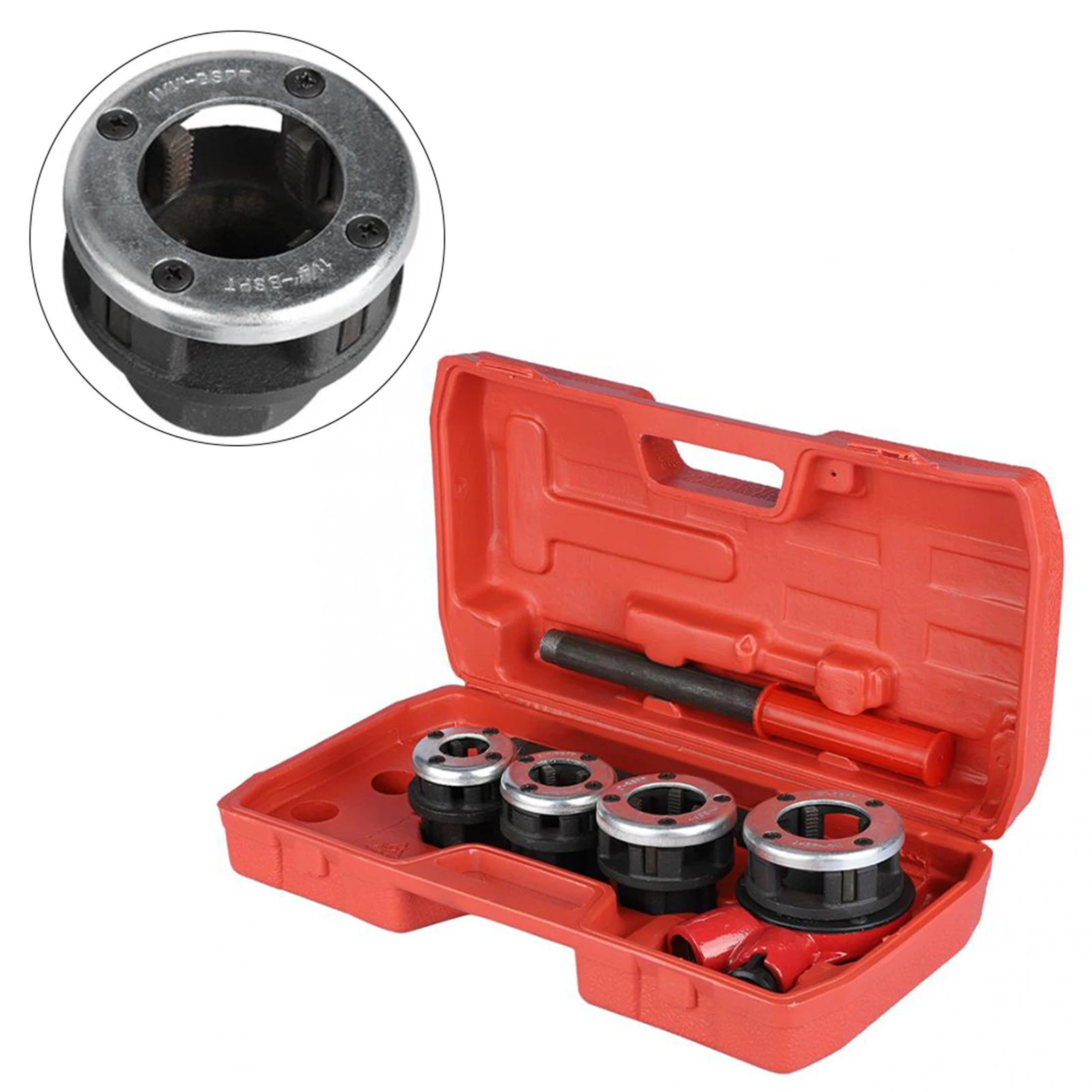 4 Dies Manual Plumber Pipe Threading Kit 1/2