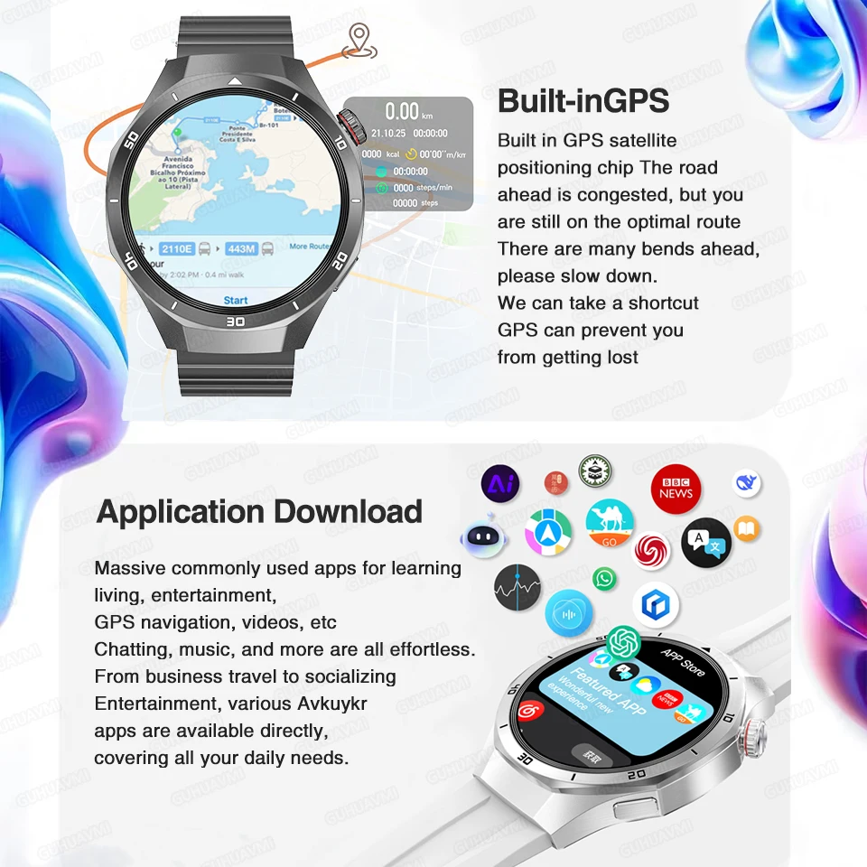 2025 جديد لهواوي GT 5 Pro متعدد الوظائف نظام HarmonyOS Smartwatch شاشة الياقوت 32Gb RAM GPS HD مكالمة فيديو سوار ذكي