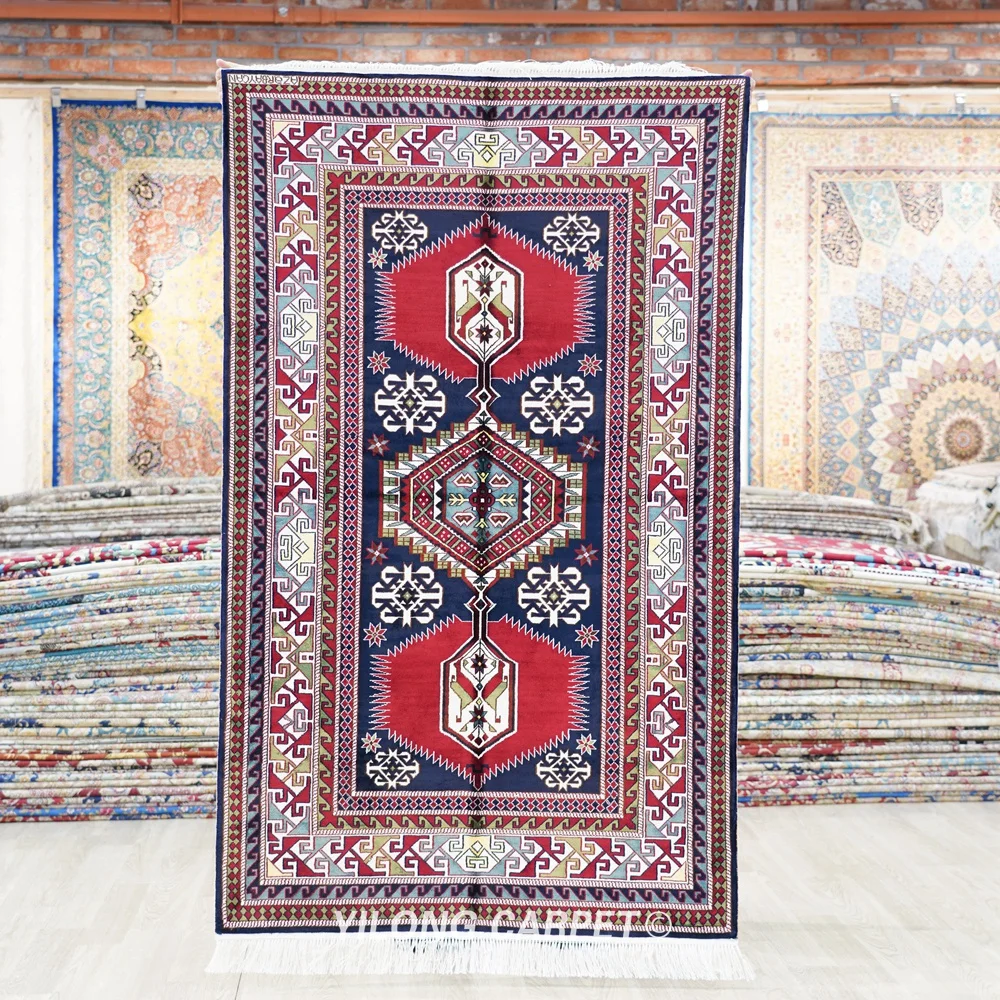 

91x152cm Handmade Silk Tribal Area Rug Living Room Durable Classic Carpet (BL149)