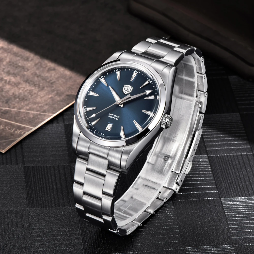 RollsTimi อัตโนมัติผู้ชายหรูหรานาฬิกาสแตนเลสสตีลนาฬิกาข้อมือสําหรับชาย NH35 Sapphire กระจกนาฬิกากันน้ํา