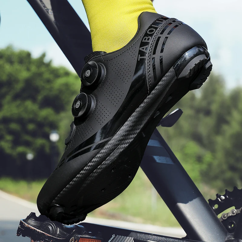 Men's road cycling shoes, sizes 36-47, with a large rotating buckle, breathable and anti slip racing shoes