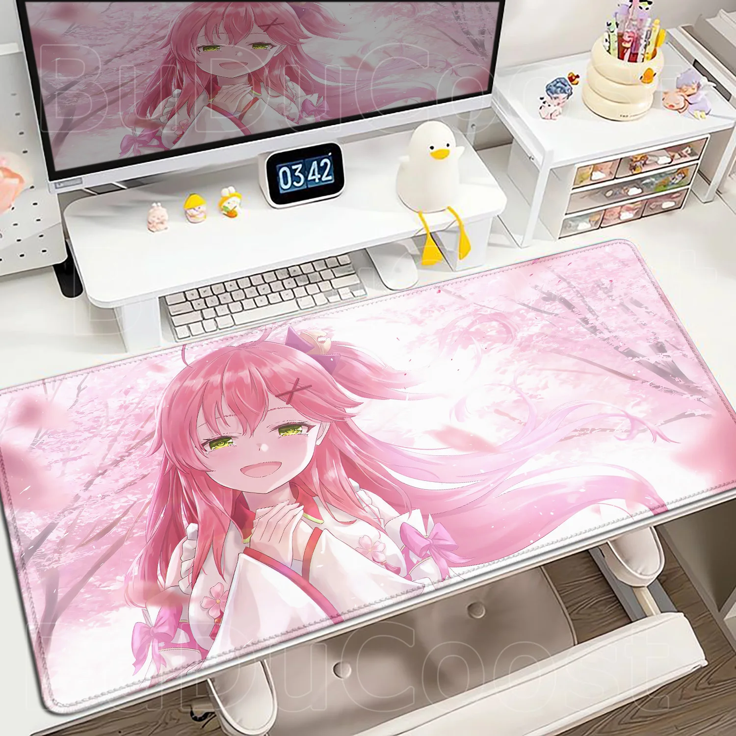 

New Oretty Cute Wallpaper Hololive Sakura Miko Mousepad Pink Anime Girl Keyboard Mat Non-slip Game Mouse Pad Laptop PC Desk Mat
