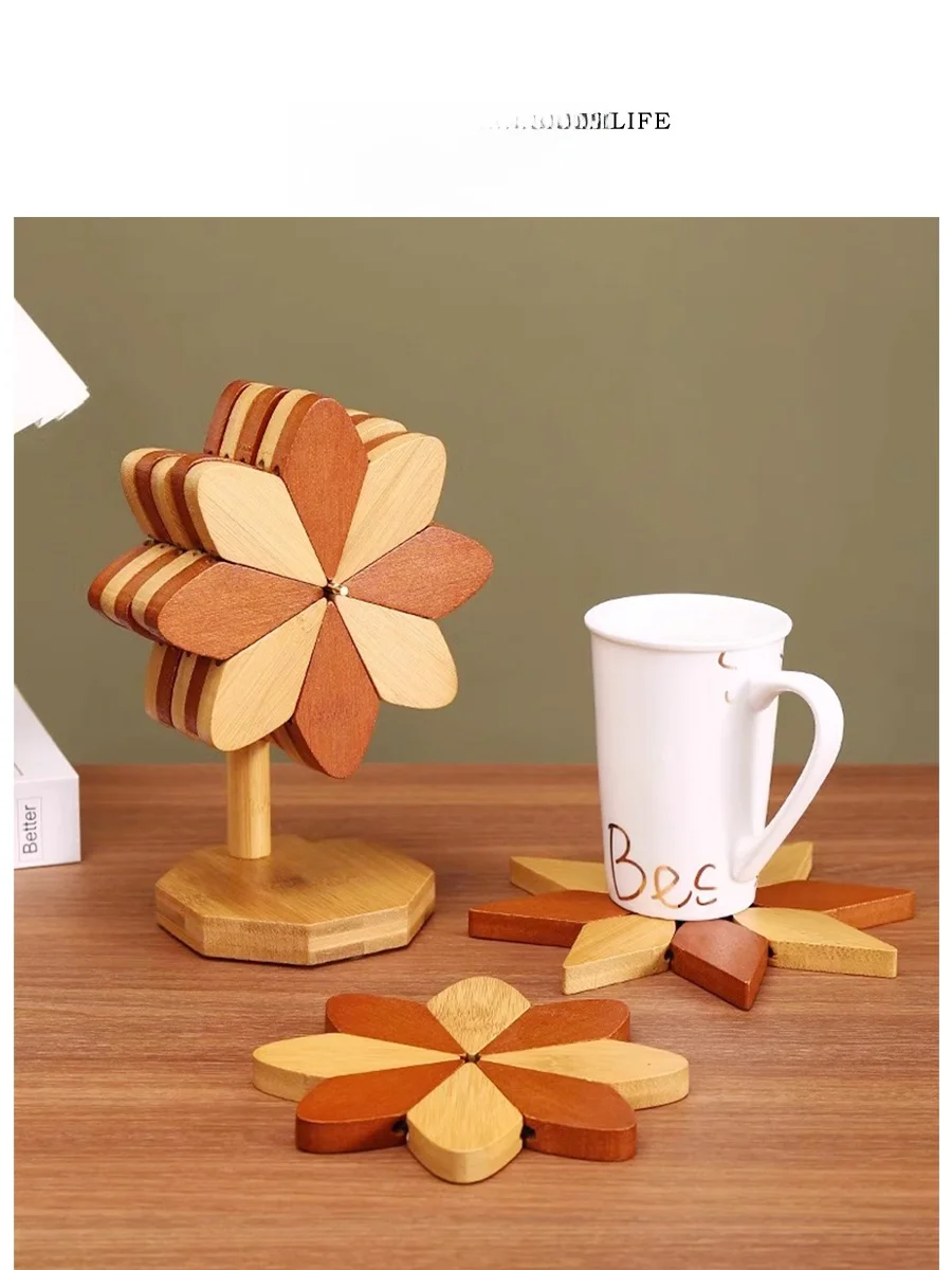 

Tlife Windmill Creative Bamboo Heat Resistant High Temperature Proof Dining Mat Multi Purpose Heat Insulation Coaster