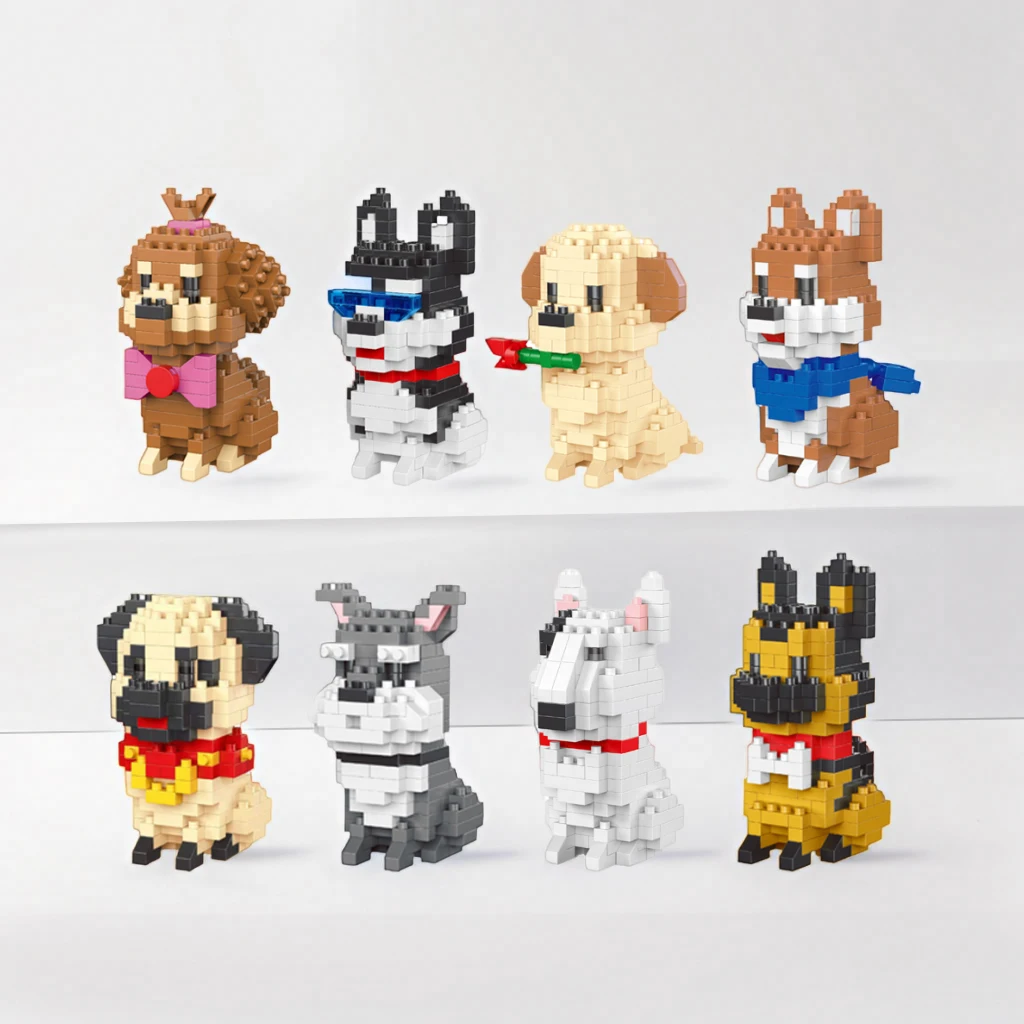 Micro Mini Building Blocks Toys Dog Squad Provides Children With Fun Building Mini Cute Husky Golden Retriever Holiday Gifts