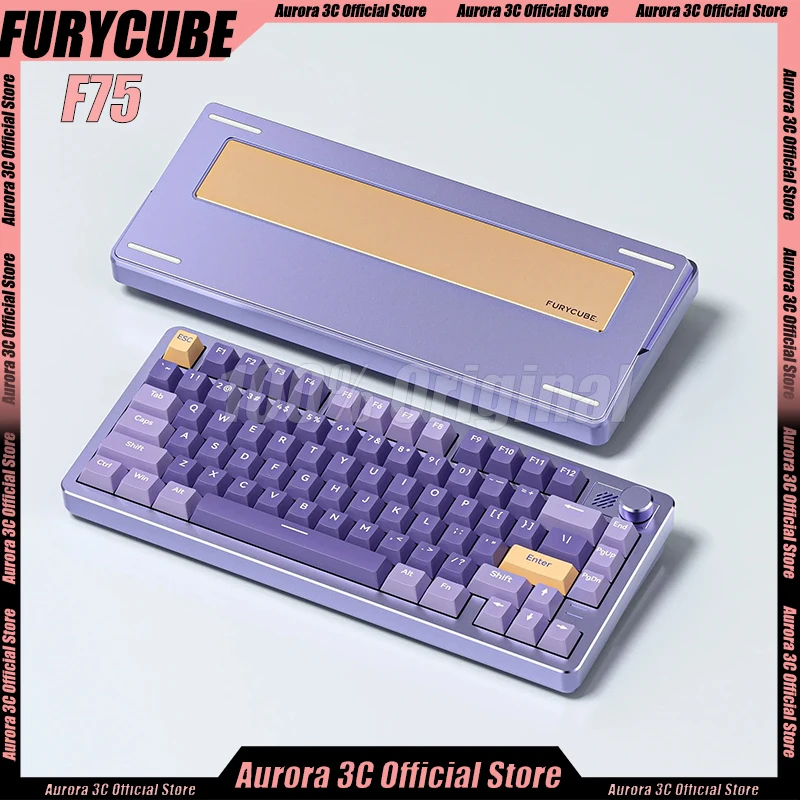 

FURYCUBE F75 Wireless Mechanical Keyboard 3Mode Aluminum Alloy RGB CNC Gaming Keyboard Knob Hot Swap Pc Gamer Keyboards MAC WIN