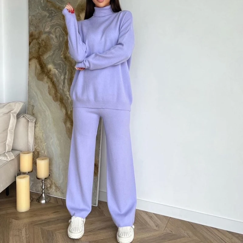 2025 Fashion CHIC Fall/Winter Wide Wildberries Women's Knitwear High Neck Soft Sweater Set