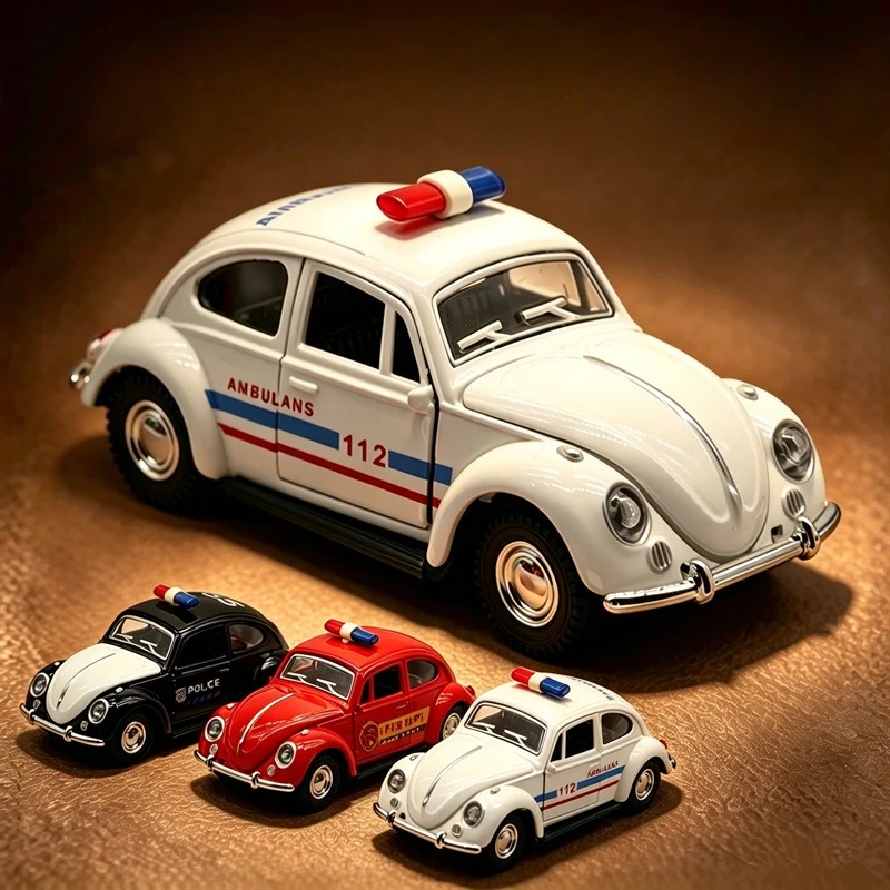 1:32 Fire engine police car Ambulance Diecast Model Car Classic Alloy Emergency Vehicle Pull Back Toy Car Collectible Gift