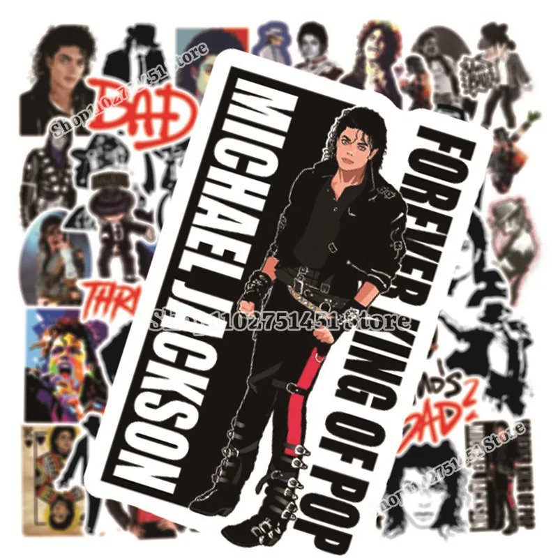 50Pcs The King of Michael Jackson Graffiti Stickers Water Bottle Laptop Phone Bicycle Luggage Case Skateboard Adult Sticker Gift