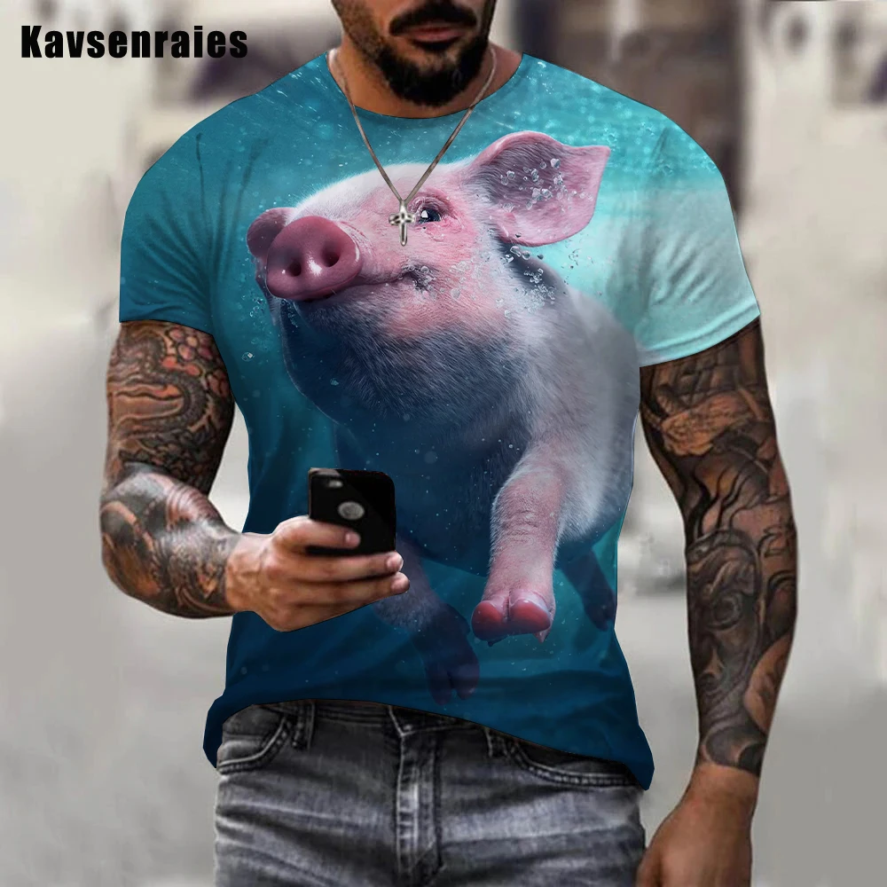 Animal Pig Printed 3D T Shirt 2022 Summer Fashion Casual Short Sleeve T Shirts Funny Pig Harajuku Streetwear Men T-shirt