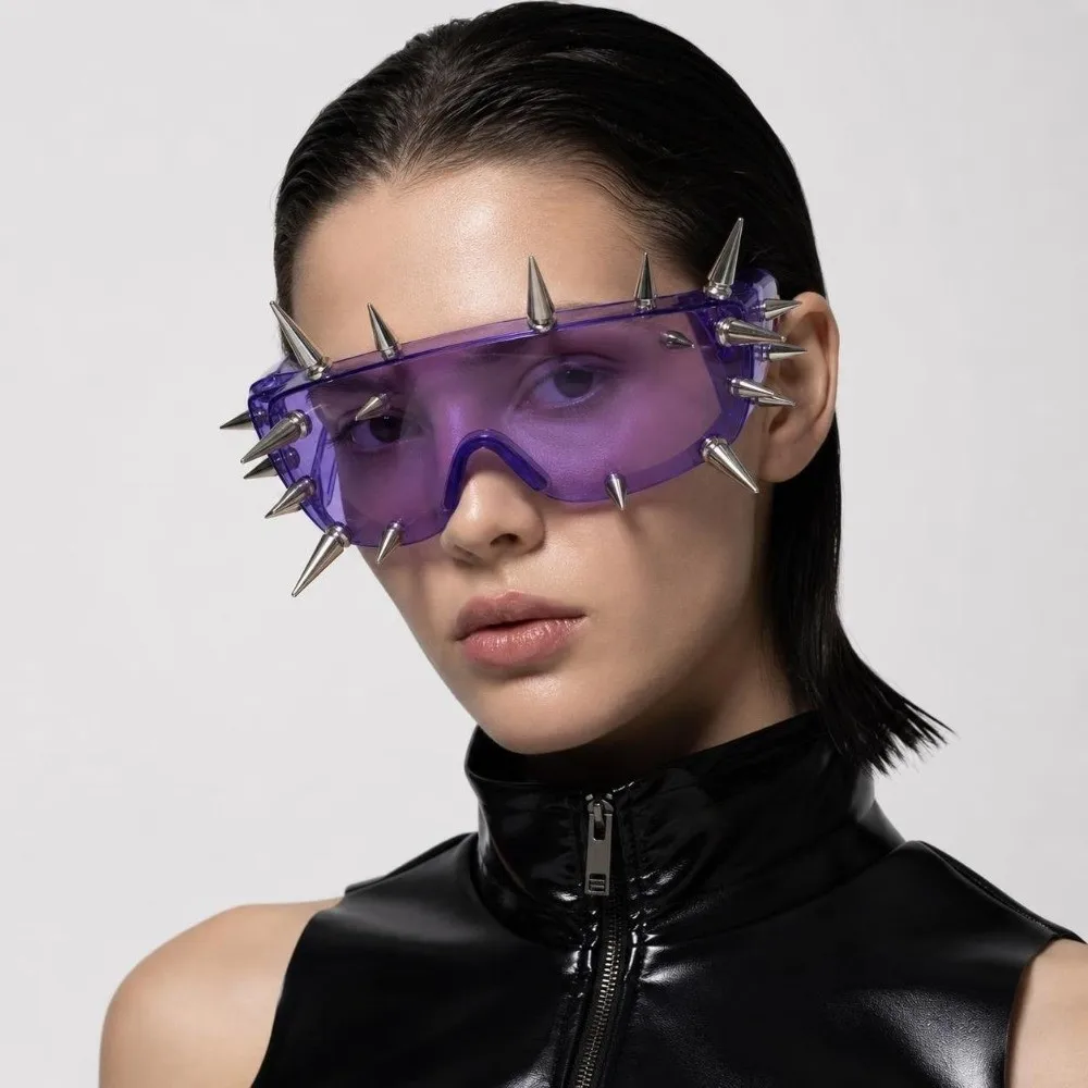 Retro Steampunk Sunglasses Exaggerated Unique Oversized Sun Glasses UV Protection Vintage Style Halloween Rivet Sunglasses