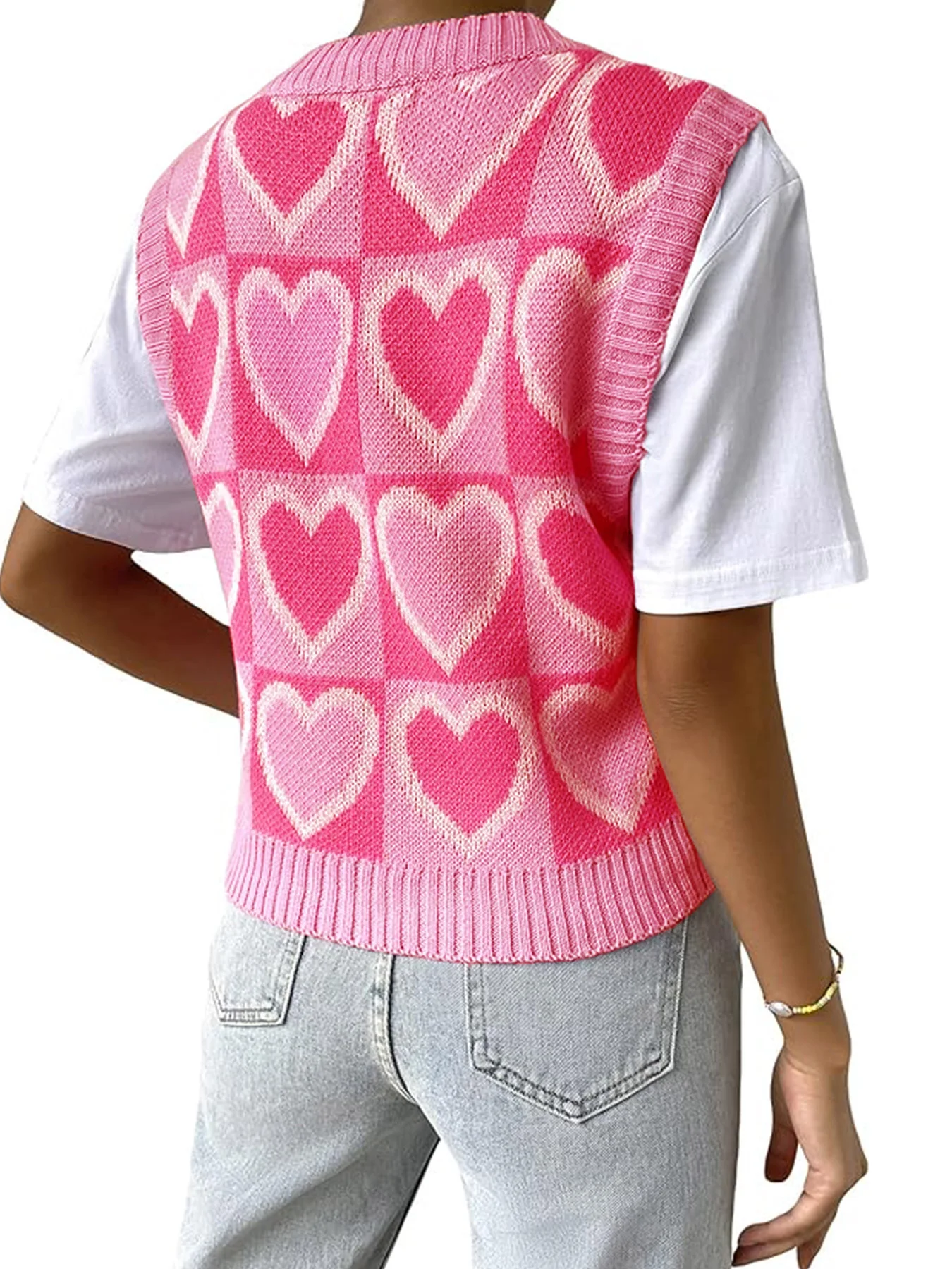 Sweater v-neck vest vest vest love pattern Valentine\'s Day spring summer fall