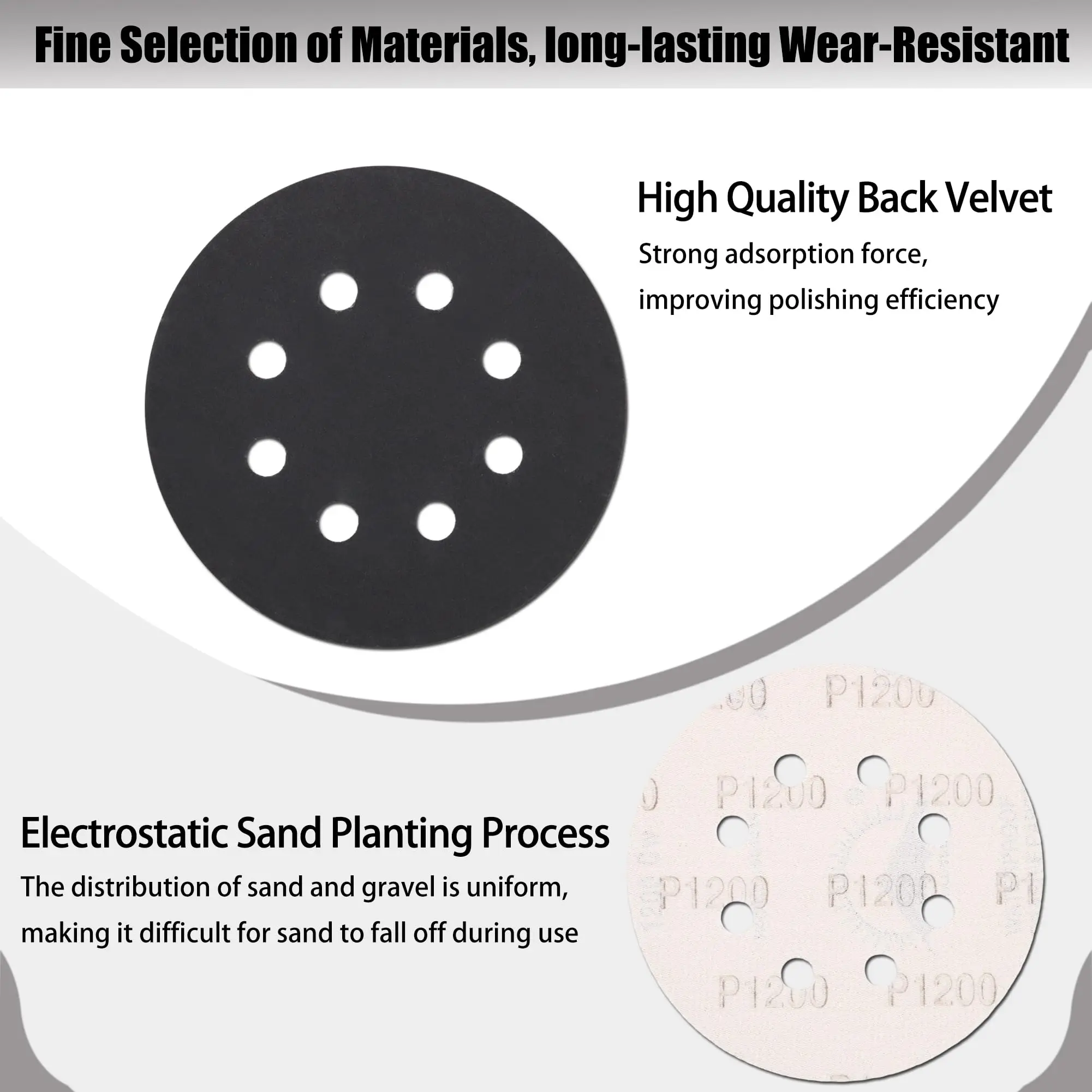 5 Inch 8 Hole Wet and Dry Sanding Discs 100 Pcs 240-3000 Assortment Grits for Random Orbital Sander Automotive Wood Metal Polish