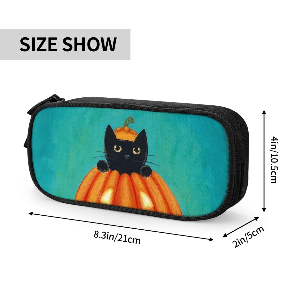 Classic Pumpkin Cat Pencil Cases para Crianças, Cute Hollow Pencil Box, Sacos Grandes, Papelaria Escolar, Presente para Estudantes, Peek A Boo