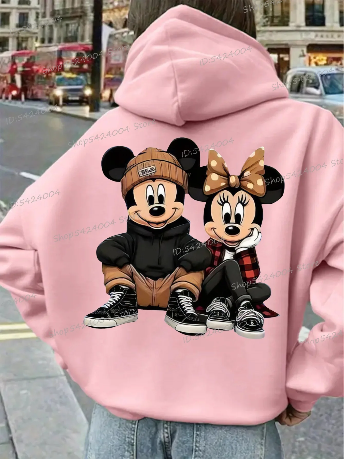 ميكي ميني ماوس زوجين مطابقة هوديي الكرتون ميكي ماوس الرسم الشارع الشهير الشتاء مقنعين للنساء الرجال هدية الكريسماس #2