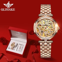 OUPINKE 3175 reloj mecánico Original de lujo para mujer, reloj de mano automático con diamantes para mujer, relojes impermeables de marca superior para mujer