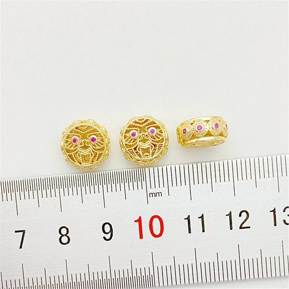 

14K Gold-wrapped Micro-inlaid Zircon Hollow Zagiram Bead Spacer Handmade DIY Bracelet Necklace Jewelry Material Accessories