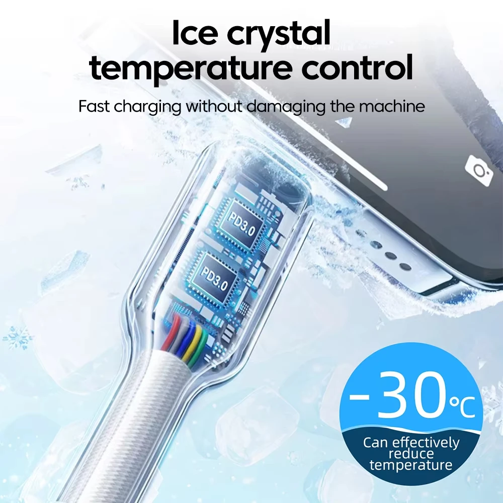 NNBILI PD 65W USB C To Type C Luxury Crystal Cable for iPhone 16 15 Plus Pro Max Cord Fast Charging for Macbook iPad Xiaomi POCO