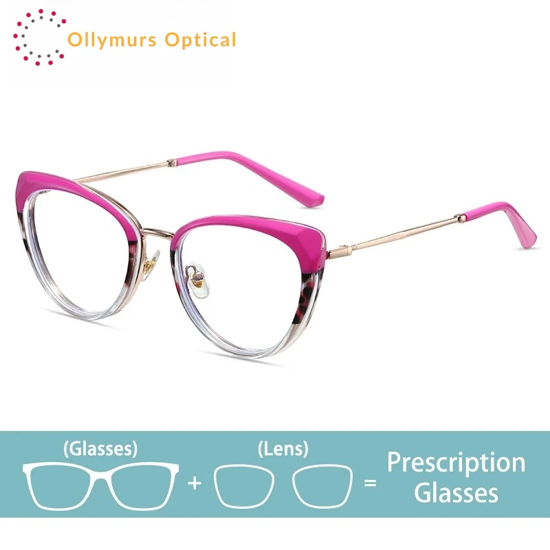 

OLLYMURS Classic Simple Small Frame Cat's Eye Anti-Blue Light Glasses Progressive Photochromic Glasses Customizable Prescription
