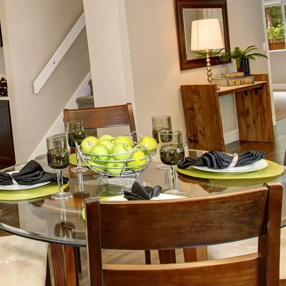 48" Tempered Glass Table Top Round Transparent Table Surface 3/8'' Thick Pencil Polished Edge Multipurpose for Dining, Coffee, R