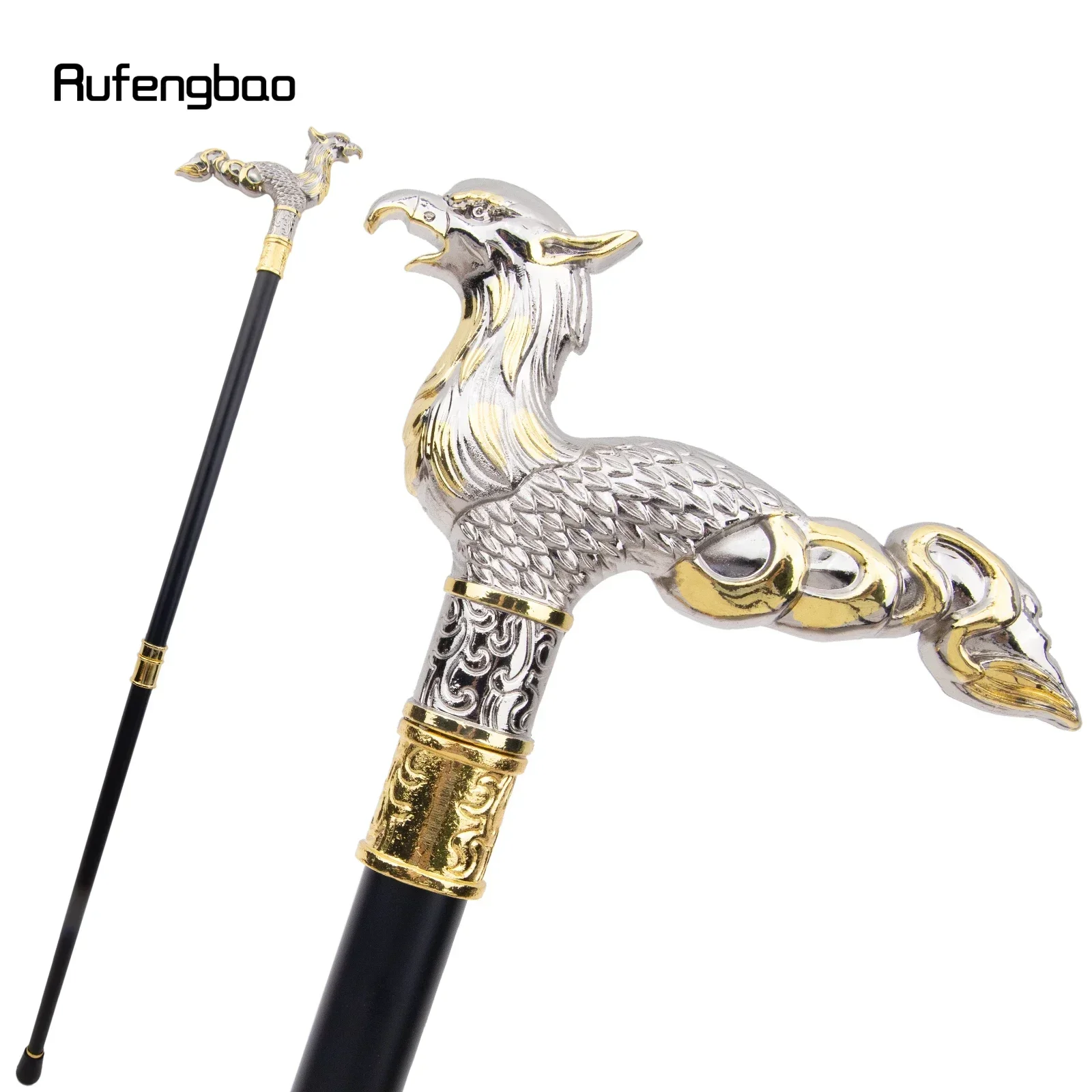 

Золотисто-белая трость Феникса с длинным хвостом, модная трость, джентльменская роскошная трость в стиле стимпанк и повседневная 94 см