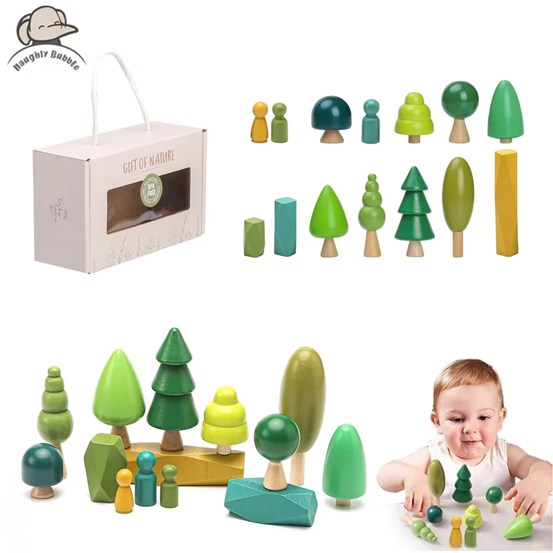 1Set Wooden Natural Simulation Tree Wooden Toys for Children Montessori Game Educational Toy Baby Room Decoration Baby Gifts