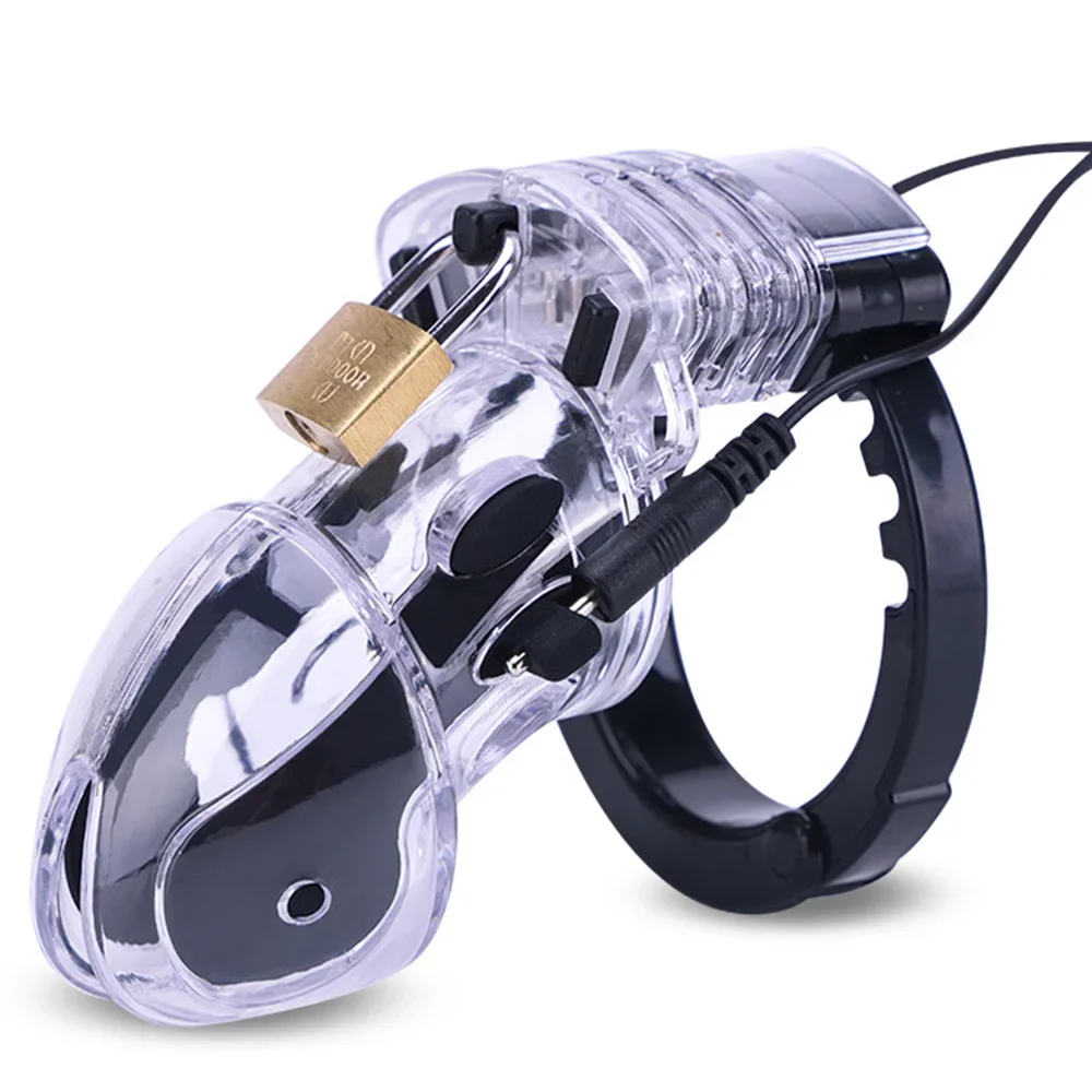 Adult Electro Shock Chastity Cage Penis Sleeve Male Sex Toys Electric Cock Cage Sexy Cock Ring SM Chastity Device For Men CB6000 view 5
