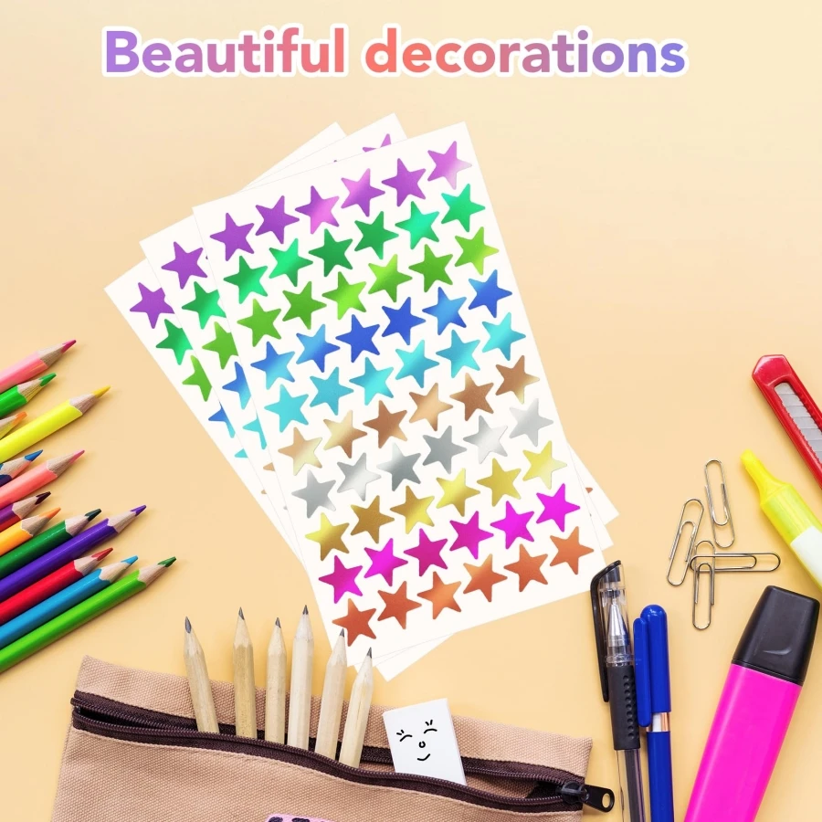 1200 Holographic Star Stickers, Rainbow Stickers, Teacher Rewards Kids Stickers, Small Foil Star Stickers, Student Glitter Star