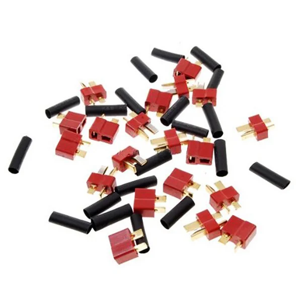 

10Pairs T-Plug Connectors Red Black Flame-Resistant Gold-Plated Copper High Current Rc Lipo Male Female Style