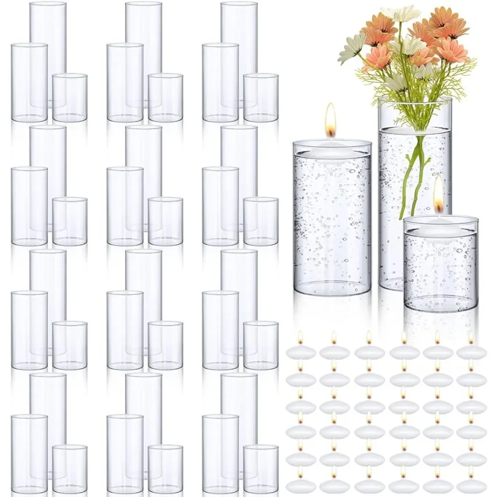 36 Pcs Clear Glass Cylinder Vase 36 Pcs Floating Candles Set Decorative Tall Freight Free Home Decorations Room Decor Garden