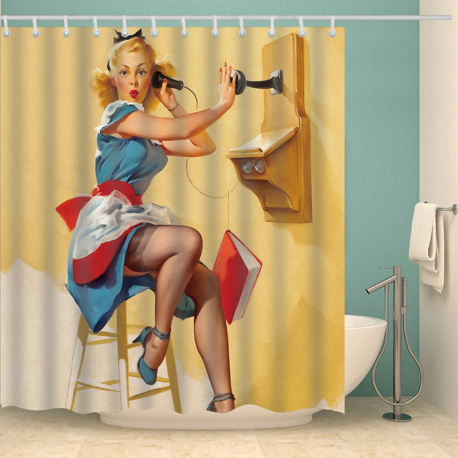 Big Sale New Custom Pin-up Girl Shower Curtain With Hooks Bathroom Waterproof Polyester Fabric DIY Your Shower Curtain