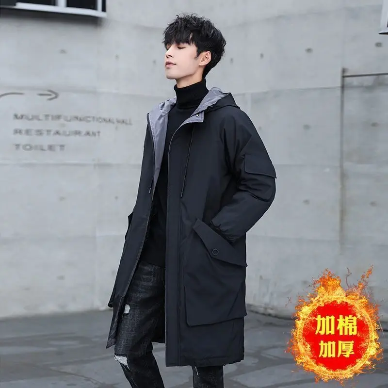 New Men\'s Black Trench Coat Hooded Windbreaker Coats M-4XL Casual Male Clothing Windproof Outwear