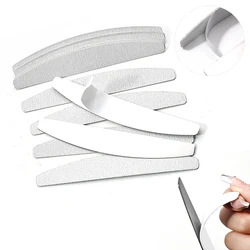 10 Pcs Disposable Nail File Replacement 80 100 180 240 Grey Sandpaper Straight/Boat Shape Removable Pads With Metal Nail Tools