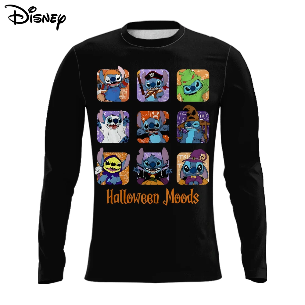 

Disney Stitch 2025 Halloween T-Shirt for Men Women Long Sleeve Funny 3D Graphic Tee Holiday Party Crewneck Top Multi-Color