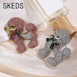 SKEDS Luxury Creative Heavy industry Full Crystal Poodle Badges Pins For Women Men Fashion Classic Dog Rhinestone Party Brooches